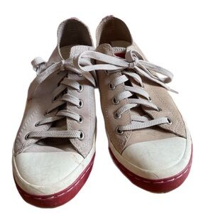 Converse Leather Beige and Red Retro Women's Sneakers Sz 8.5